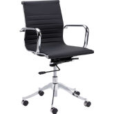 Tyler Full Back Office Chair in Onyx Leatherette on Stainless